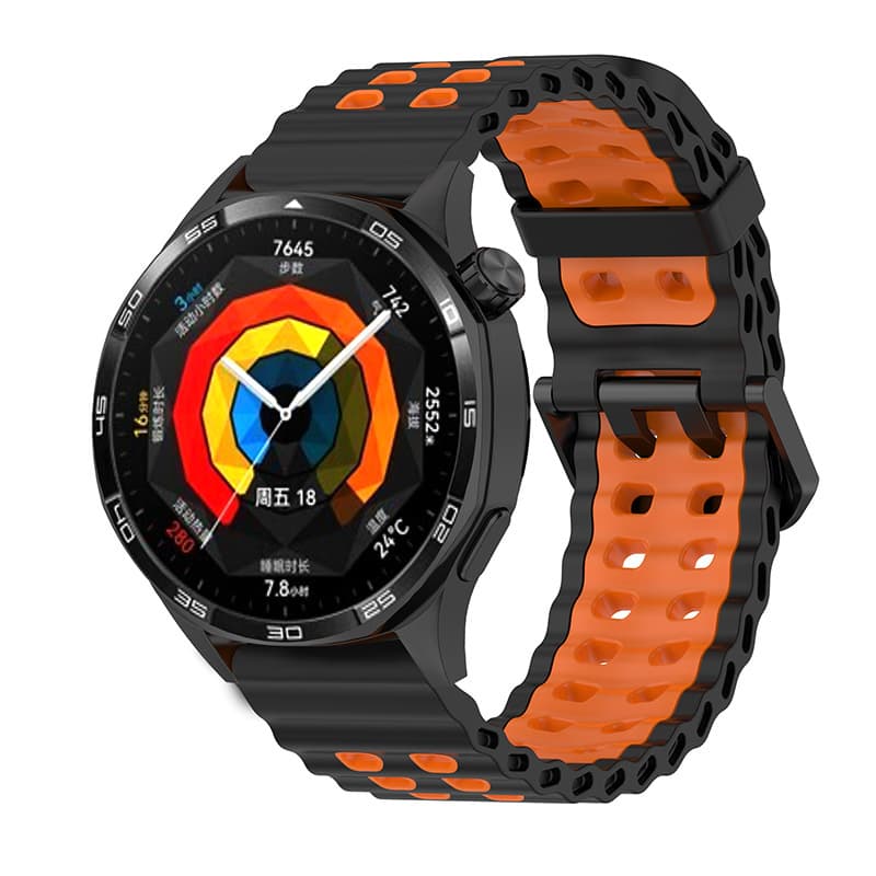 Suitable for Samsung galaxy Huawei double-breasted smart bracelet watch strap anti-slip fashion watch silicone strap 4