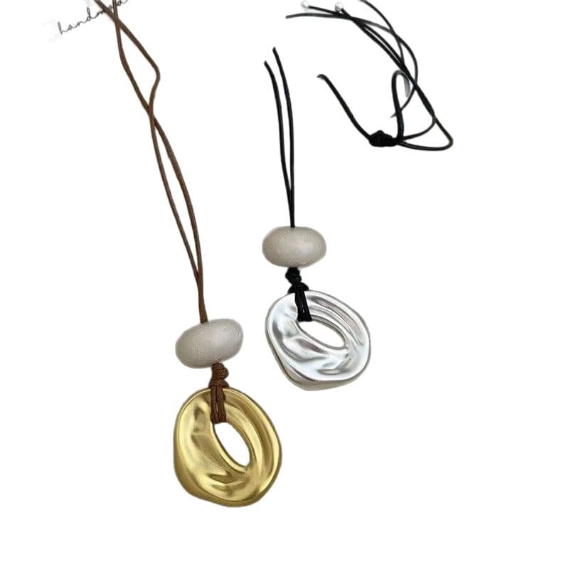 Korean blogger's same style sweater chain, irregular geometric love pendant necklace, pull-out adjustable accessories 6