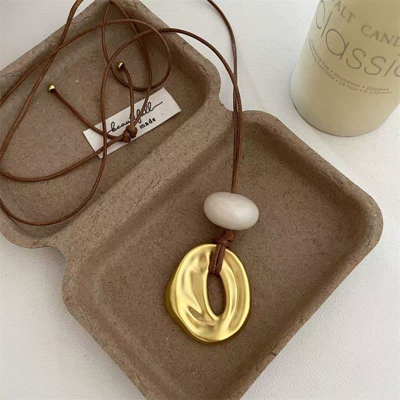 Korean blogger's same style sweater chain, irregular geometric love pendant necklace, pull-out adjustable accessories 8