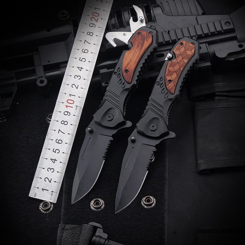 Cross-border multifunctional folding knife, convenient window breaker, outdoor tool, outdoor solid wood EDC fruit knife, high hardness 2