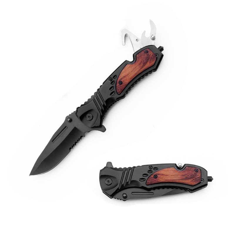Cross-border multifunctional folding knife, convenient window breaker, outdoor tool, outdoor solid wood EDC fruit knife, high hardness 7