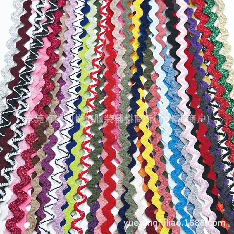 8mm color polyester silk curved edge belt clothing accessories S-shaped webbing curtain lace accessories wave belt ready for sale 3