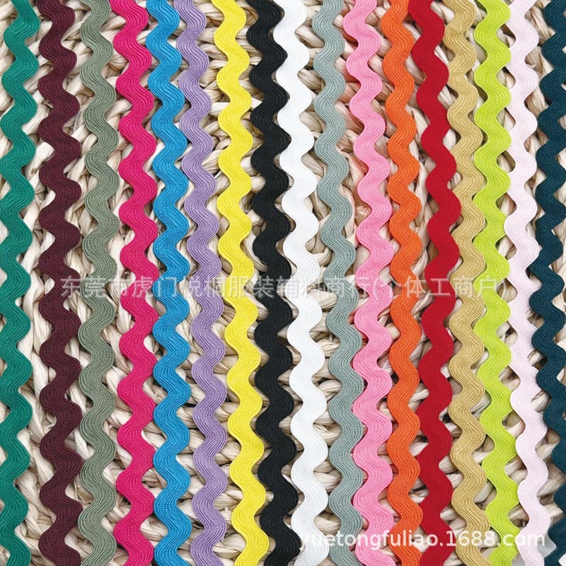 8mm color polyester silk curved edge belt clothing accessories S-shaped webbing curtain lace accessories wave belt ready for sale 4