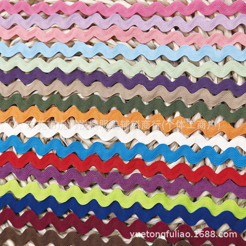 8mm color polyester silk curved edge belt clothing accessories S-shaped webbing curtain lace accessories wave belt ready for sale 5