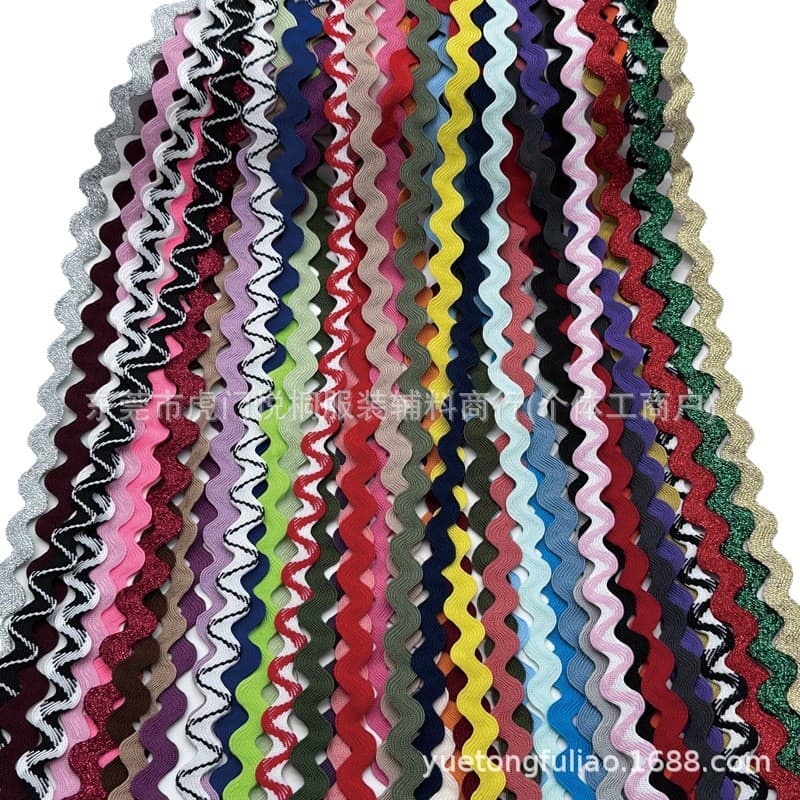 8mm color polyester silk curved edge belt clothing accessories S-shaped webbing curtain lace accessories wave belt ready for sale 6
