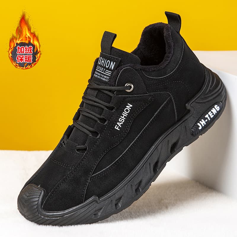 Autumn and winter large size men's shoes 48 fashionable and versatile sports and leisure shoes soft sole non-slip travel shoes plus velvet warm cotton shoes 7