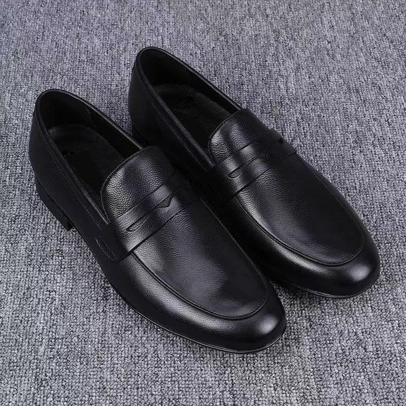 Versatile bean shoes, one-slip loafers, casual men's leather shoes, lazy breathable dad shoes, lightweight footwear 2