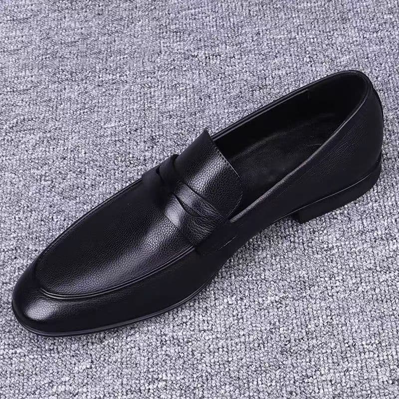 Versatile bean shoes, one-slip loafers, casual men's leather shoes, lazy breathable dad shoes, lightweight footwear 3