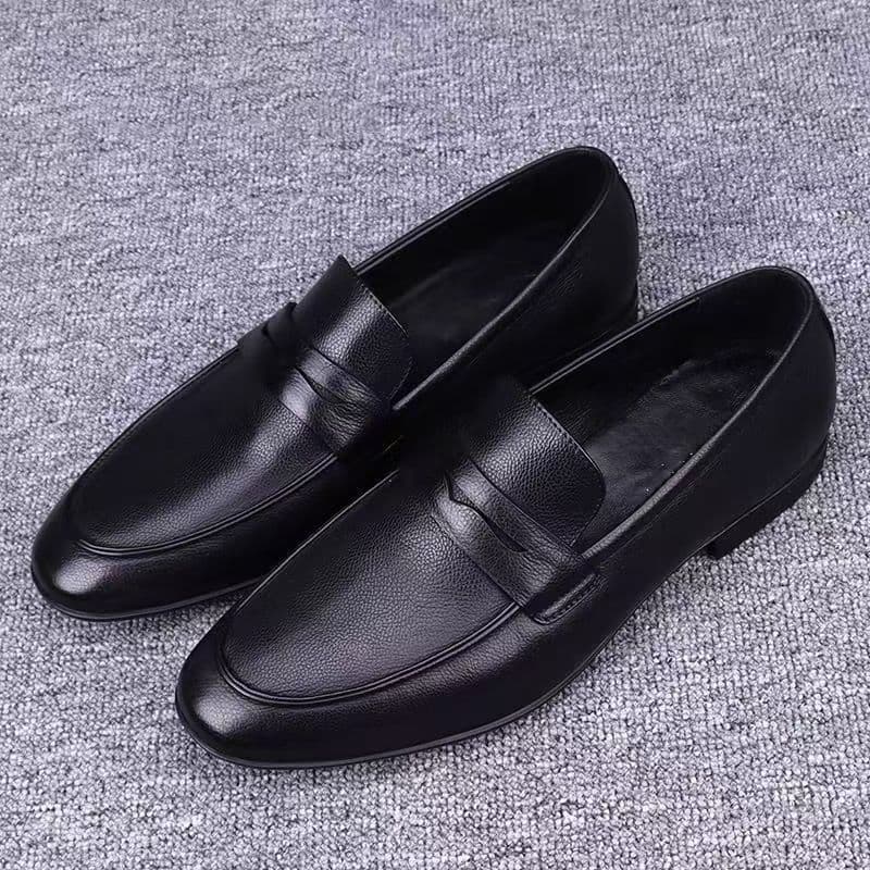 Versatile bean shoes, one-slip loafers, casual men's leather shoes, lazy breathable dad shoes, lightweight footwear 4