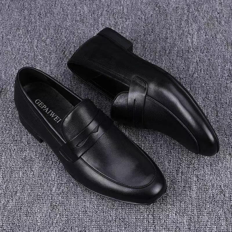 Versatile bean shoes, one-slip loafers, casual men's leather shoes, lazy breathable dad shoes, lightweight footwear 5