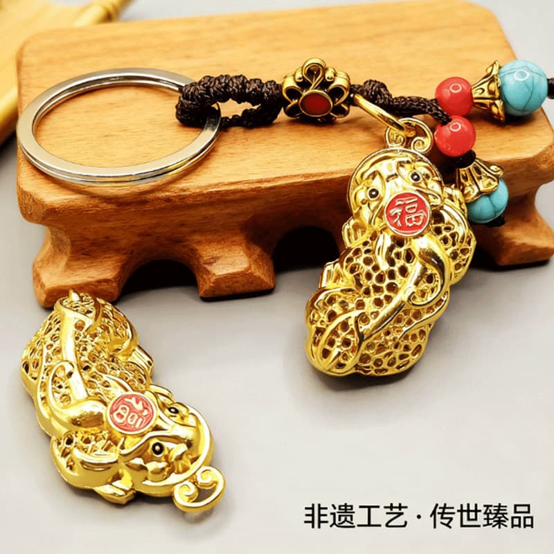 [Dropshipping] Lucky Hollow Fu Pixiu New Car Keychain Pendant Exquisite Jewelry Accessories Wholesale 2