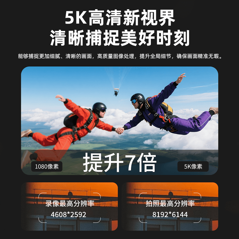 Chuangshipu sports camera touch screen 5K motorcycle riding high anti-shake fishing diving vlog waterproof camera 4