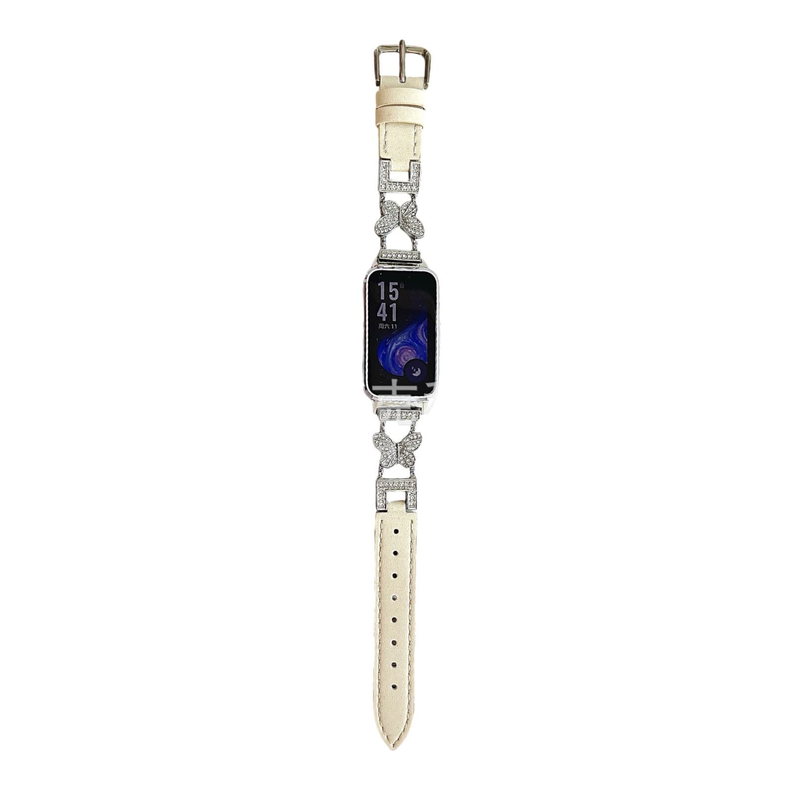 Suitable for smart Huawei bracelet 8.9.10 butterfly diamond-studded plain leather watch strap-Huawei 18/20/22mm 6