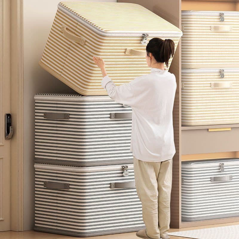 Yiwu ready-made storage box large capacity clothes quilt zipper fabric storage box wardrobe foldable storage box 2