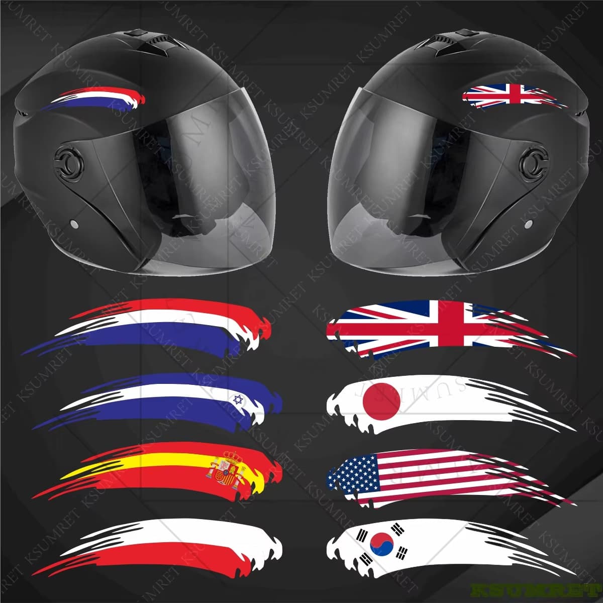Motorcycle stickers are suitable for helmet decals, national flags, waterproof stickers, helmet modification accessories stickers 2
