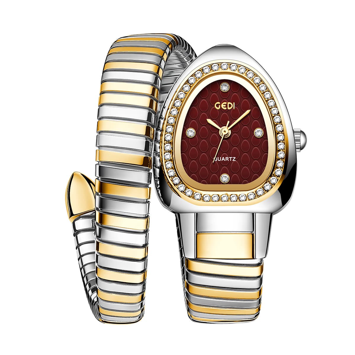 Goldie's new fashionable middle-aged high-end snake head inlaid with diamond gold snake-shaped temperament and high-end women's watch 7