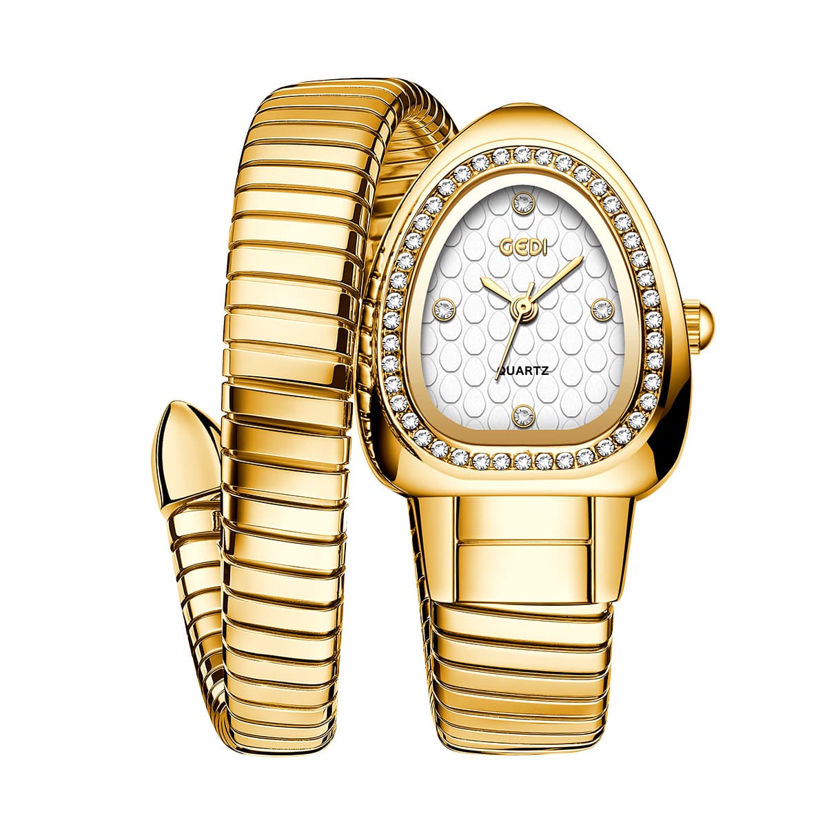Goldie's new fashionable middle-aged high-end snake head inlaid with diamond gold snake-shaped temperament and high-end women's watch 8