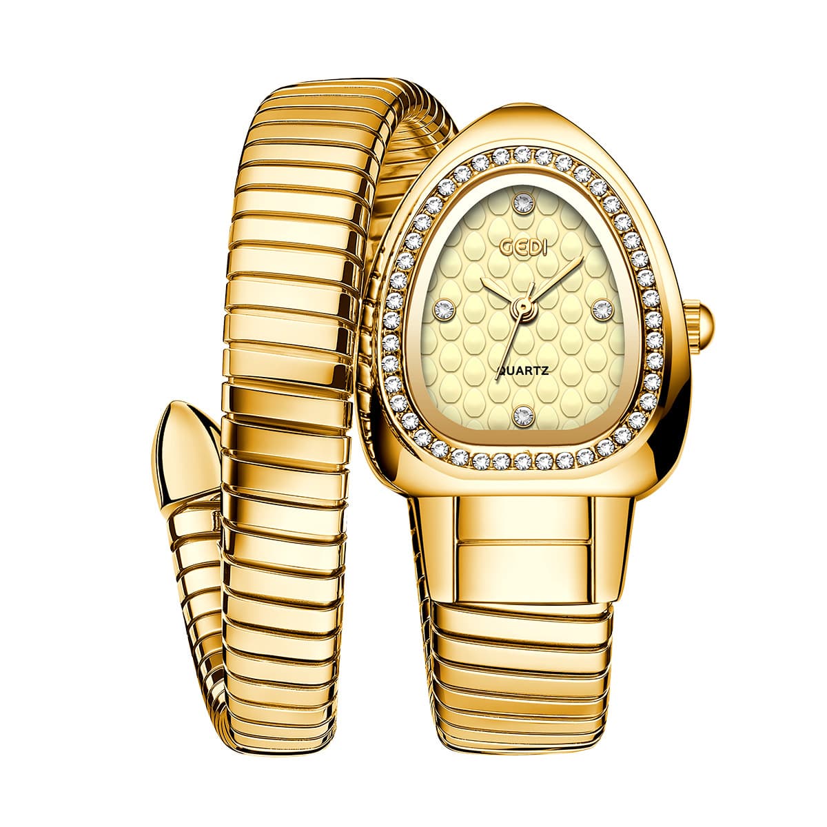 Goldie's new fashionable middle-aged high-end snake head inlaid with diamond gold snake-shaped temperament and high-end women's watch 9