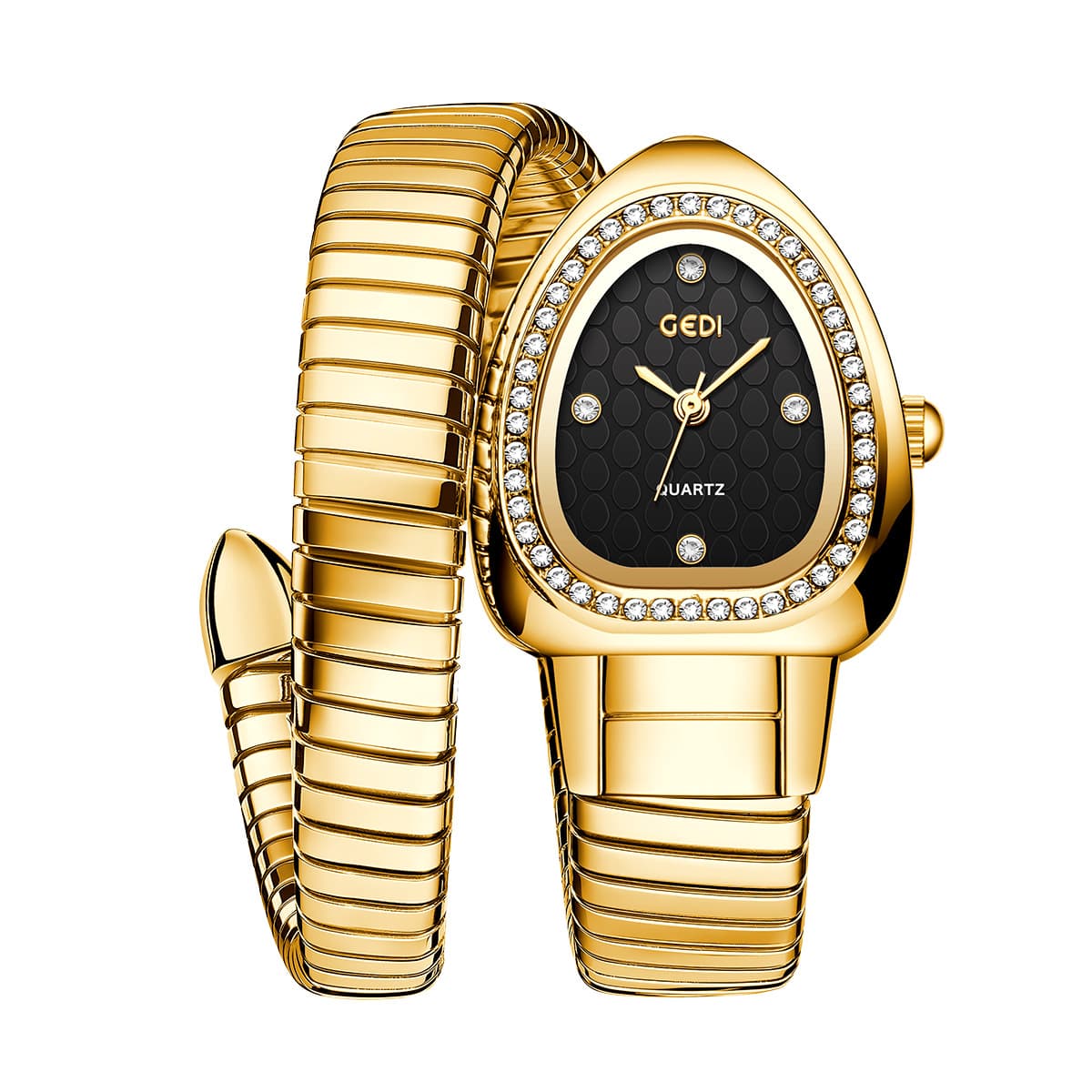 Goldie's new fashionable middle-aged high-end snake head inlaid with diamond gold snake-shaped temperament and high-end women's watch 10