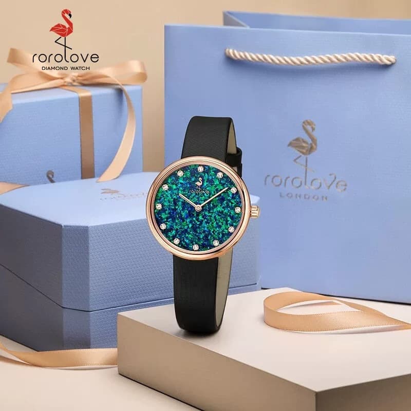 rorolove flamingo popular fashionable ladies quartz watch inlaid with 12 natural diamonds 3