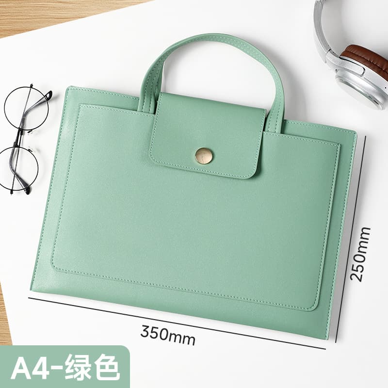 Cross-border a4 leather business document bag portable briefcase conference information bag large capacity file bag custom logo 7