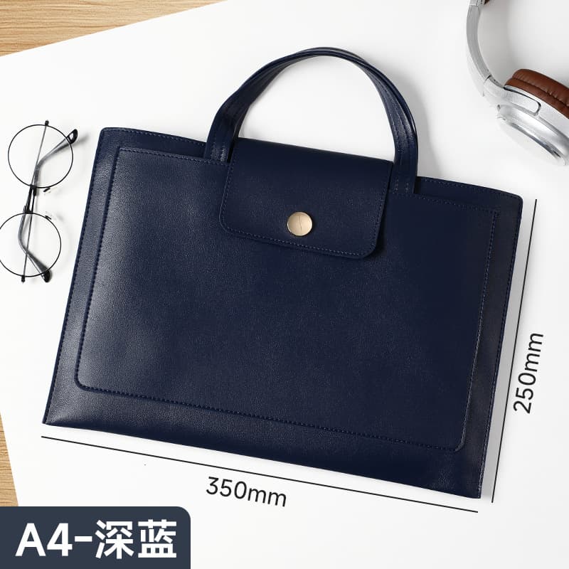 Cross-border a4 leather business document bag portable briefcase conference information bag large capacity file bag custom logo 9