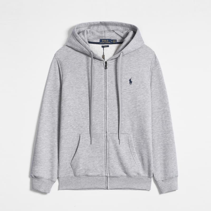 Spring and Autumn Thin Pony Hooded RL Cardigan Solid Color Sweater Embroidered Loose Polo Men's Polo Jacket Source 3
