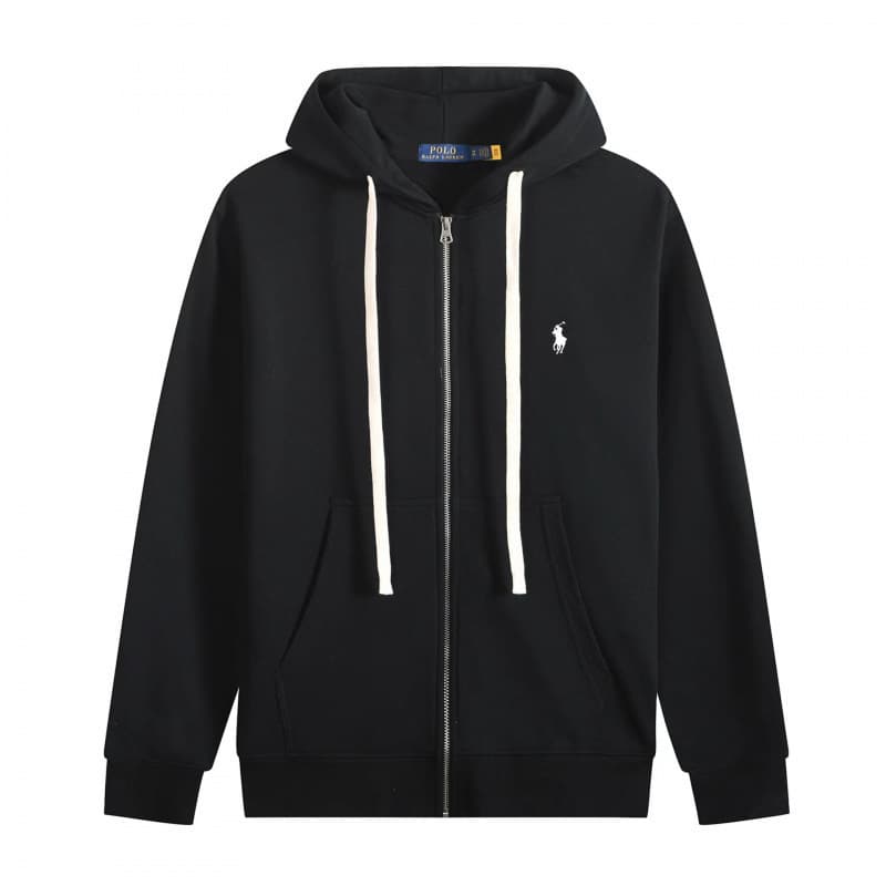 Spring and Autumn Thin Pony Hooded RL Cardigan Solid Color Sweater Embroidered Loose Polo Men's Polo Jacket Source 8