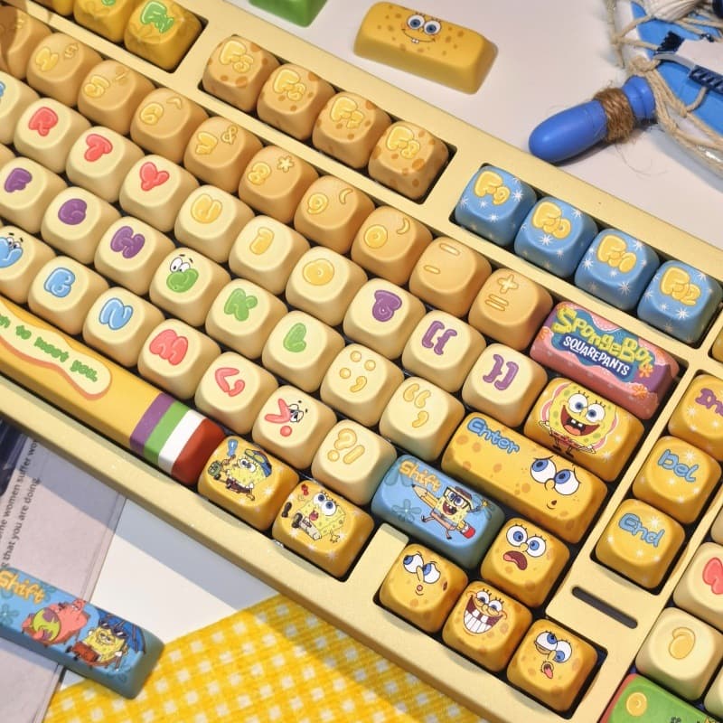 New SpongeBob SquarePants customized keycaps moa/original anime high-looking cute wired game computer accessories 5