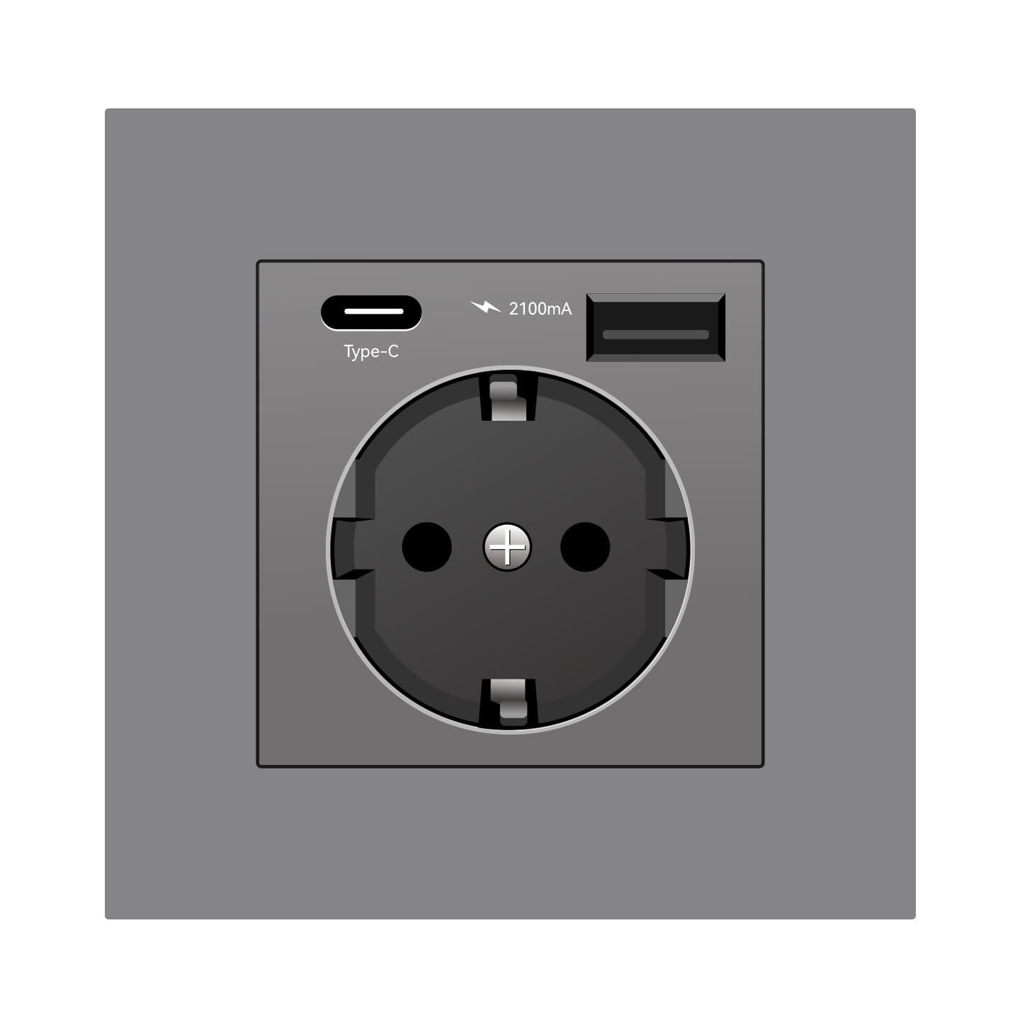 European standard German style USB/Type-C charging socket panel Type 86 concealed European standard German wall socket panel 6