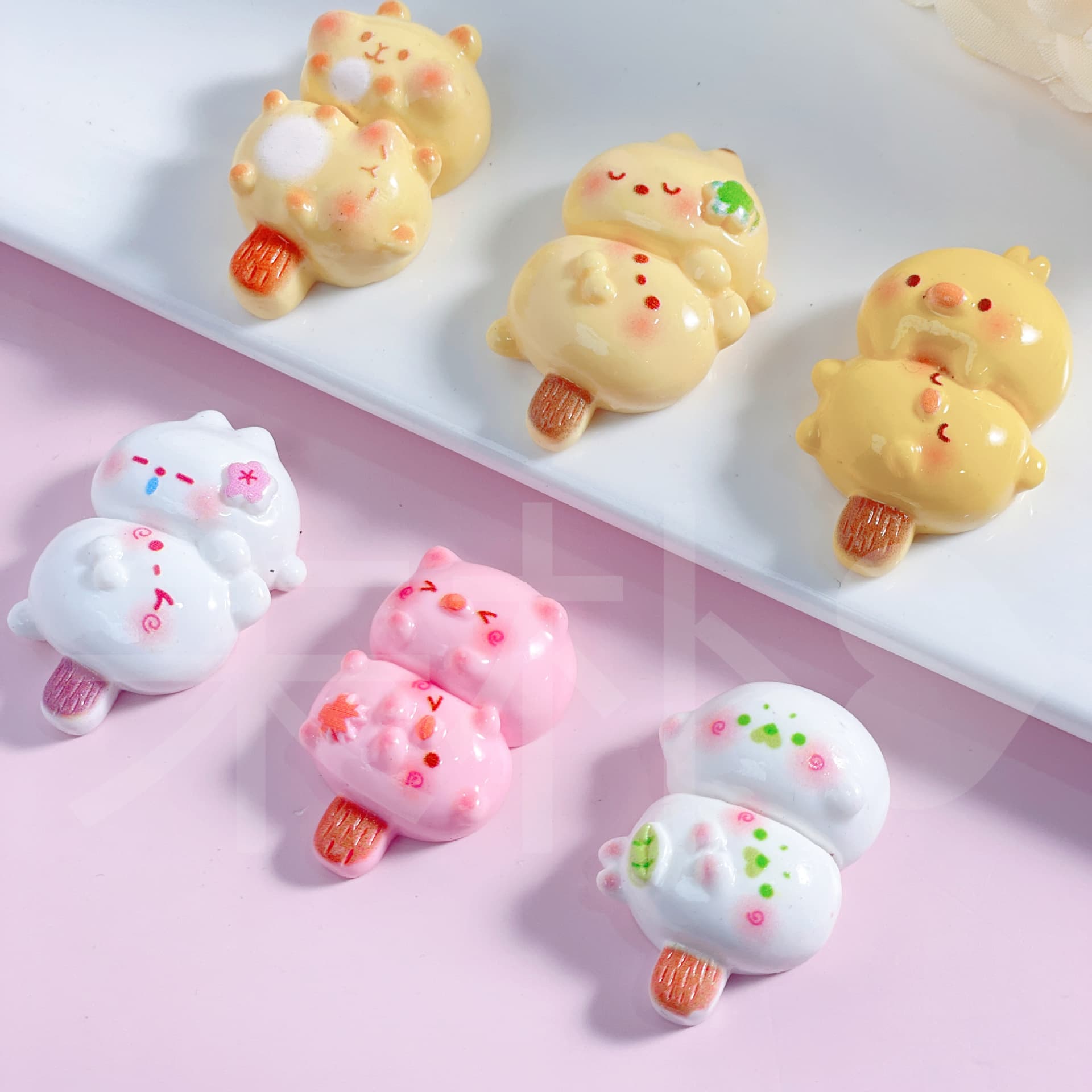Cute little animal meatballs, skewers, food toys, resin accessories, cream glue diy refrigerator stickers, hair clips, hair rope decorations 2