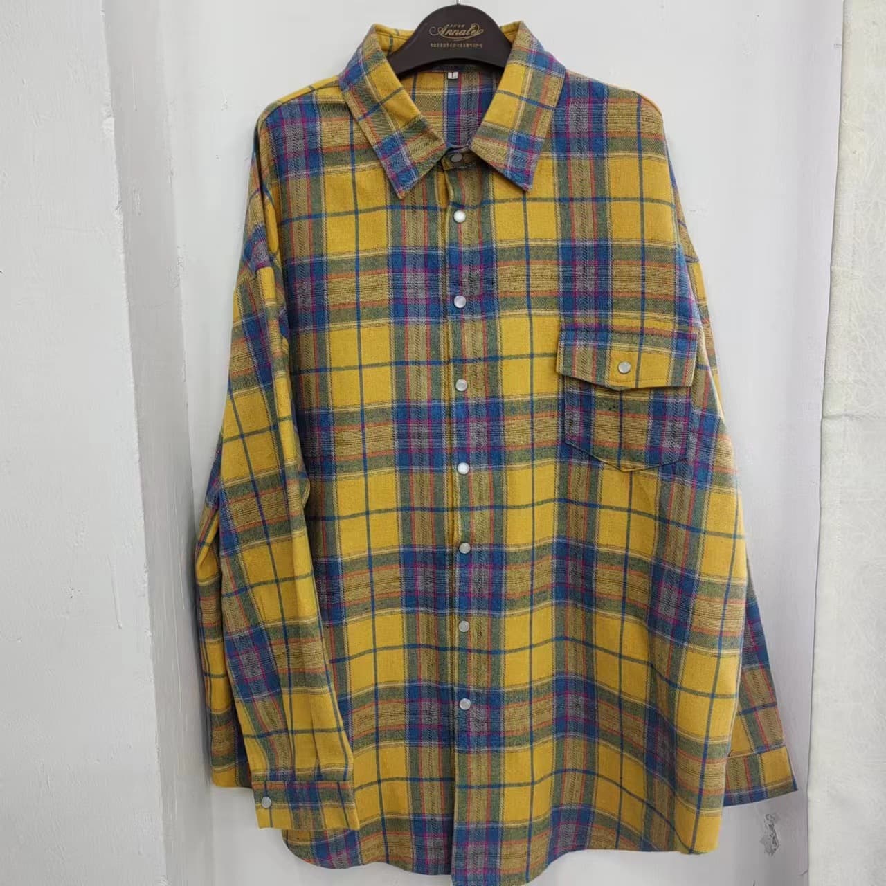 Amazon OZON cross-border women's shirt retro style loose 2025 spring autumn winter plaid long-sleeved pocket shirt versatile 10