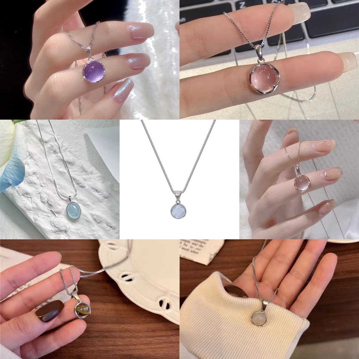 Korean style fashion geometric necklace for women ins cool style spliced ​​clavicle chain sweater chain light luxury niche 2