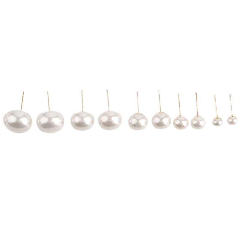European and American cross-border jewelry, simple and elegant, large and small silver needle pearl bread stud earrings, style niche accessories wholesale 6
