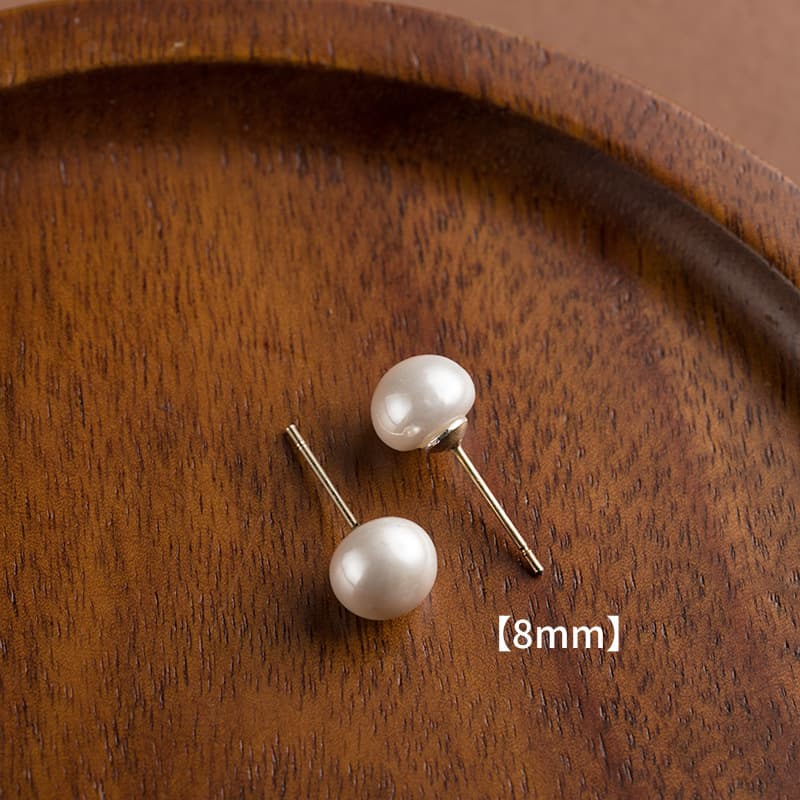European and American cross-border jewelry, simple and elegant, large and small silver needle pearl bread stud earrings, style niche accessories wholesale 7