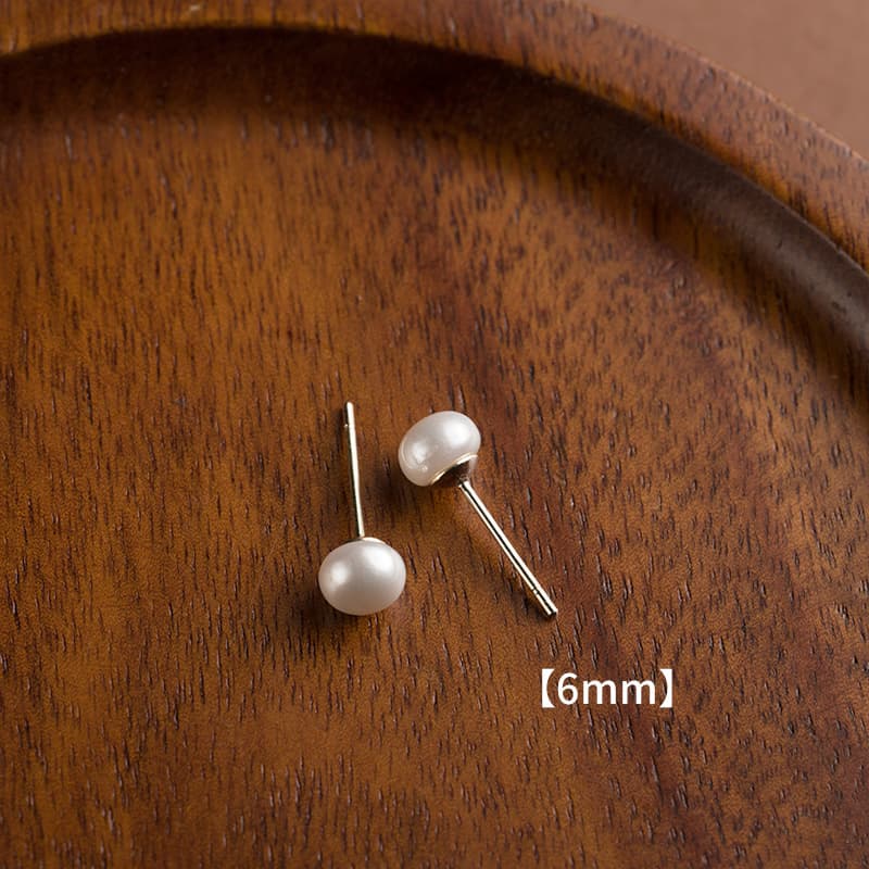 European and American cross-border jewelry, simple and elegant, large and small silver needle pearl bread stud earrings, style niche accessories wholesale 8