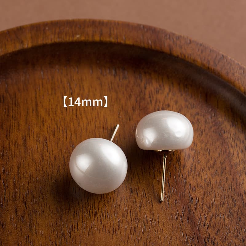 European and American cross-border jewelry, simple and elegant, large and small silver needle pearl bread stud earrings, style niche accessories wholesale 9