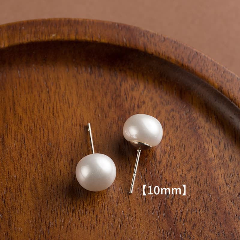 European and American cross-border jewelry, simple and elegant, large and small silver needle pearl bread stud earrings, style niche accessories wholesale 10