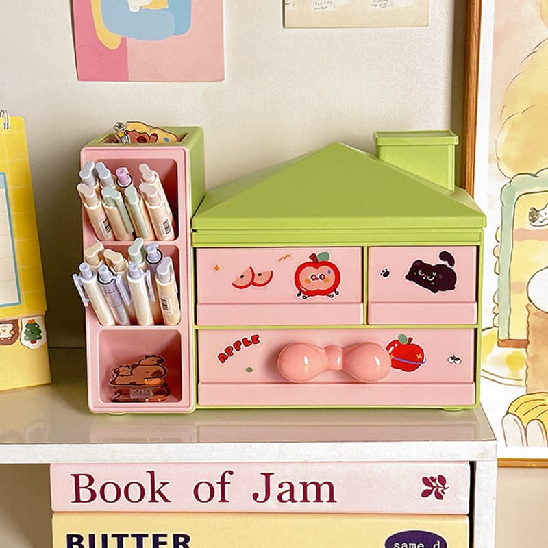 Student desk desk pen holder small debris storage box with lid box desktop storage box drawer-type storage rack 2