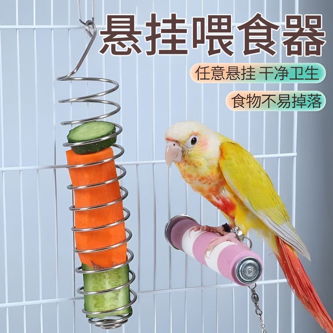 Bird feeder small bird stainless steel fruit and vegetable basket hanging feeder parrot feeding artifact bird cage 3