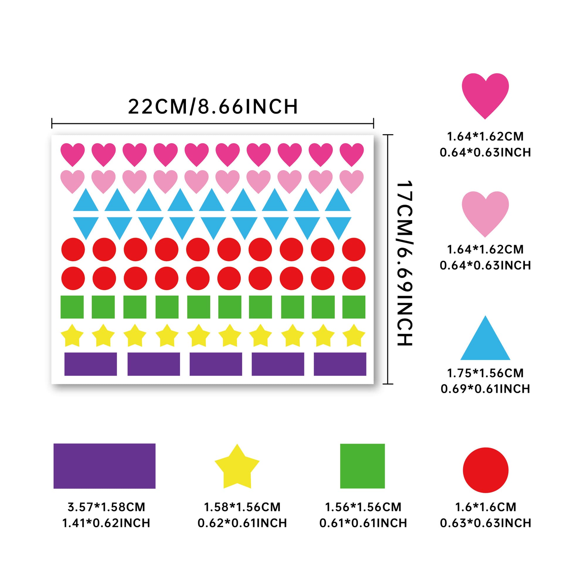 Colorful Coding Labels - 7 Colors, 6 Shapes, Cute Classroom Stickers 2