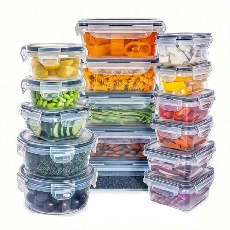 Food grade PP crisper sealed microwave heating lunch box refrigerator freezer storage box kitchen storage set 3