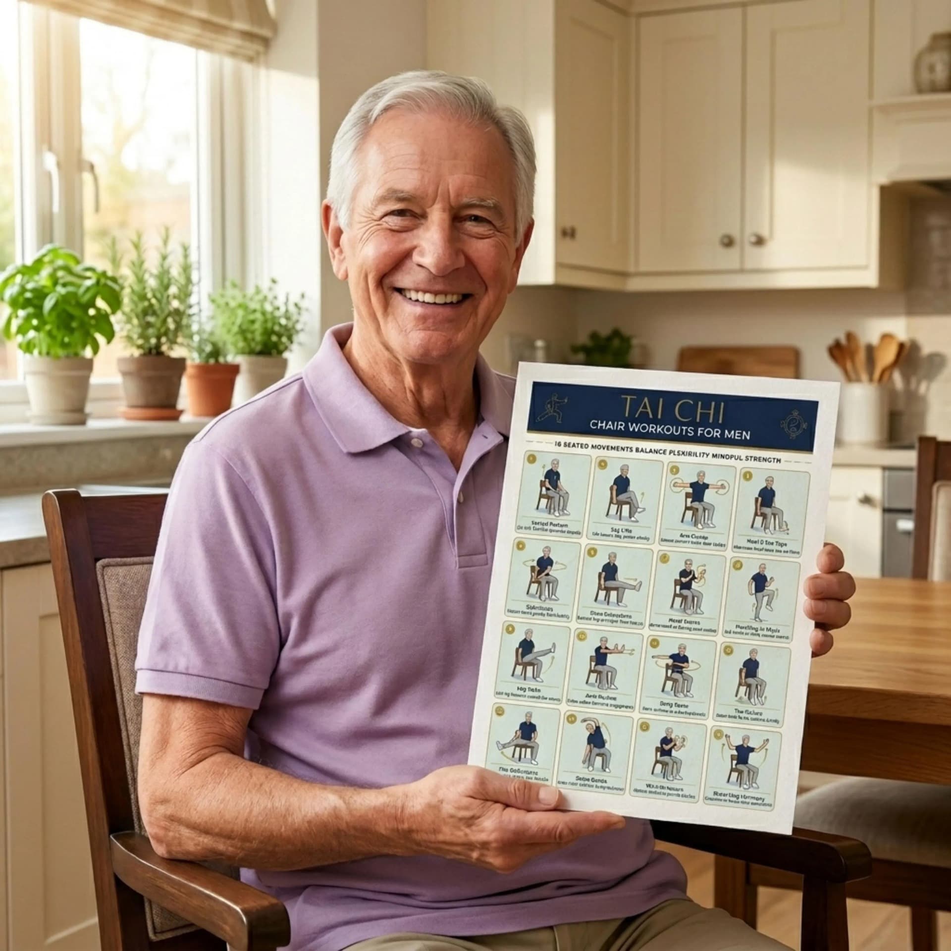 Tai Chi Chair Sitting Exercise Poster for Seniors YG-260 4