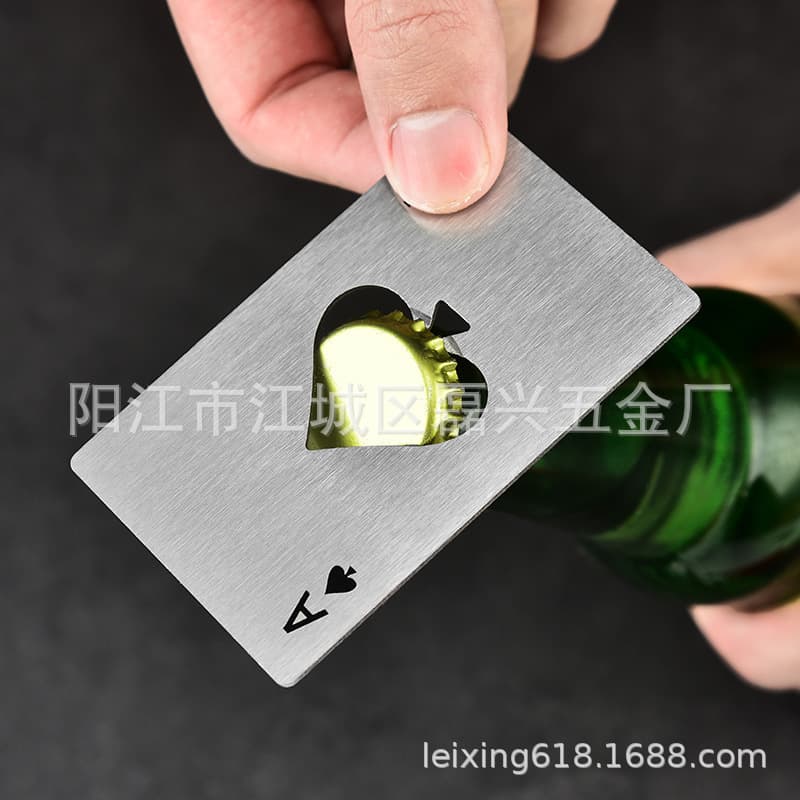 Bottle opener, playing cards stainless steel, Soda 3