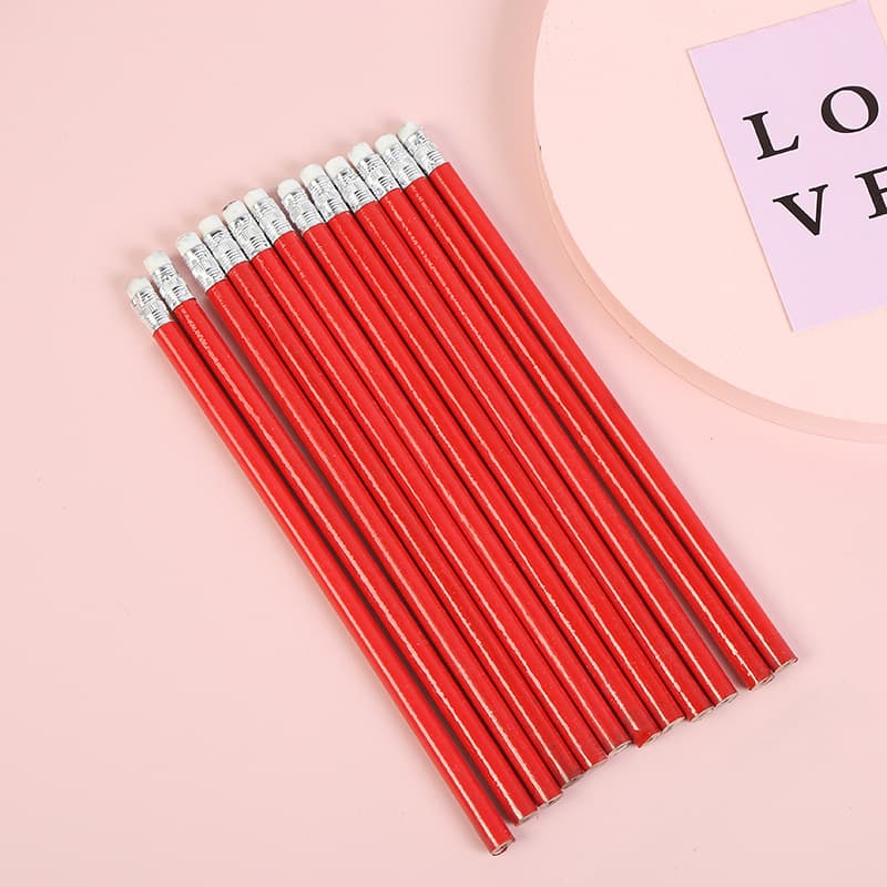 White paint, pencil, red blue eraser writing for students 2