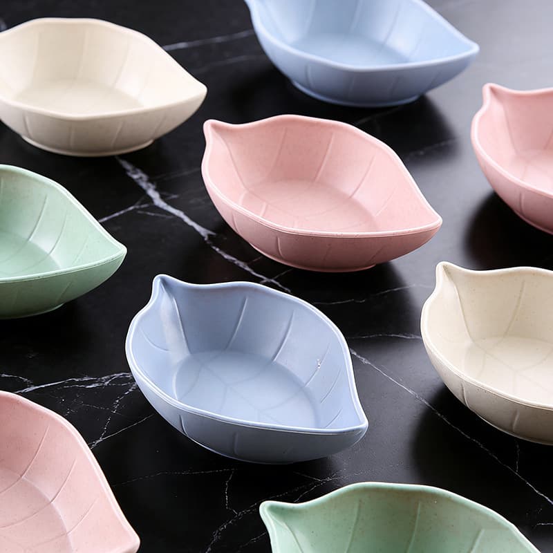 Household kitchen wheat straw seasoning dish Creative plastic leaf -shaped pickles, small dishes of small dishes, tableware dipped in snack dishes 2