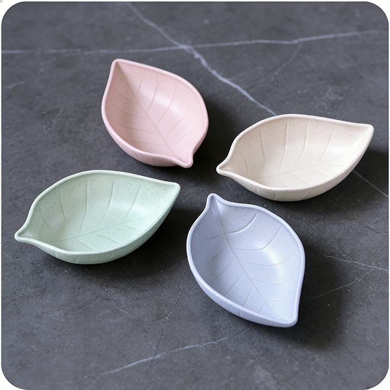 Household kitchen wheat straw seasoning dish Creative plastic leaf -shaped pickles, small dishes of small dishes, tableware dipped in snack dishes 4