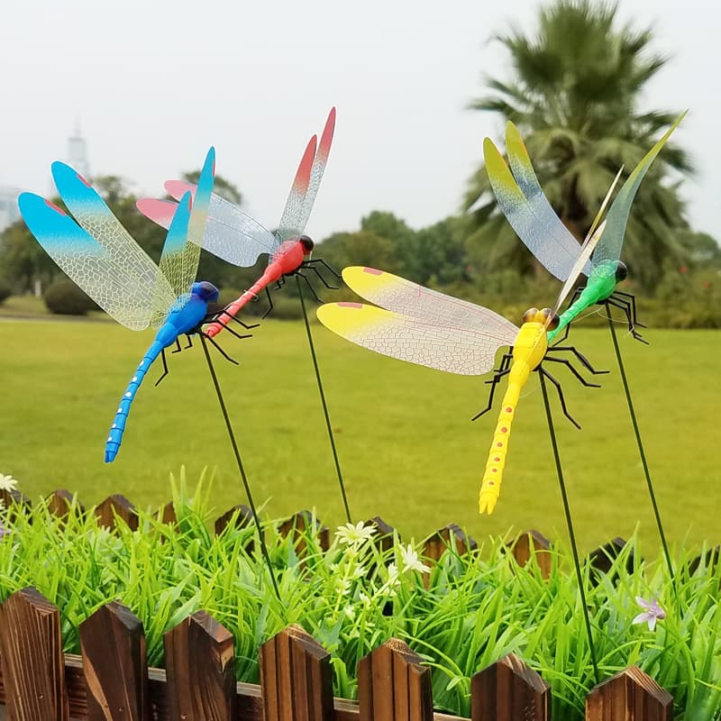 Simulation Dragonfly Home Decoration Wall Patch Background Garden Vase Flower Pot Garden Art Decoration Color Poor Pingli Dragonfly