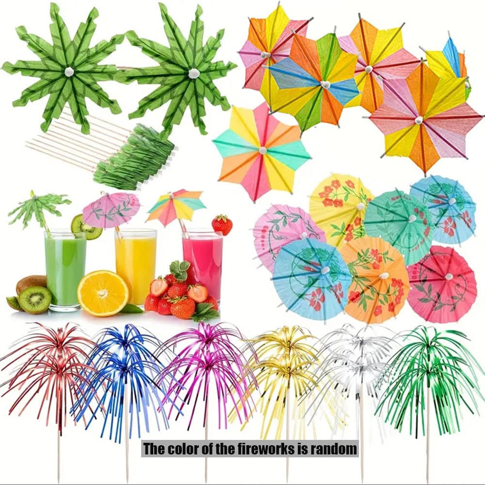 Supply of cocktail decorative umbrella -shaped bamboo sticks, snack cakes, fruit visa small umbrella visa 4