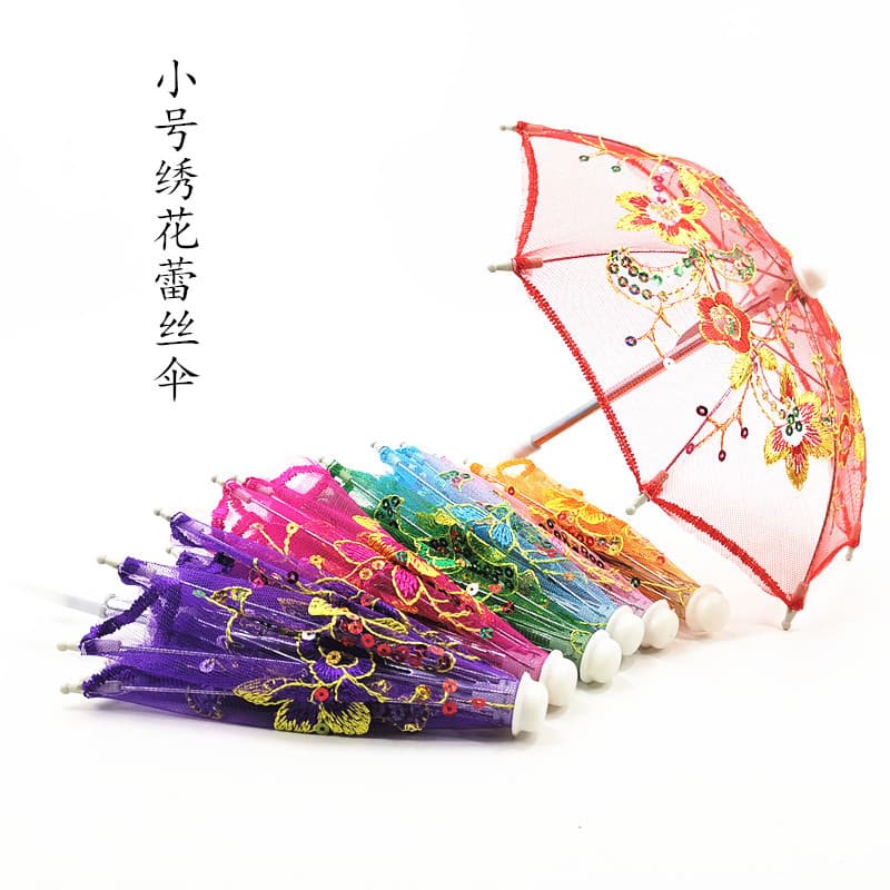 Lace embroidery umbrella small lace umbrella exquisite embroidered color film craftsmanship umbrella children's toy umbrella scenic area hot sale